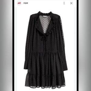 H&M Black Long Sleeve V-Neck Cocktail Sundress